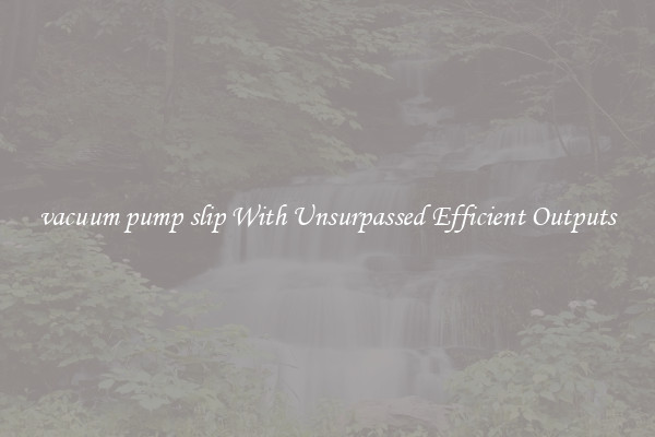 vacuum pump slip With Unsurpassed Efficient Outputs