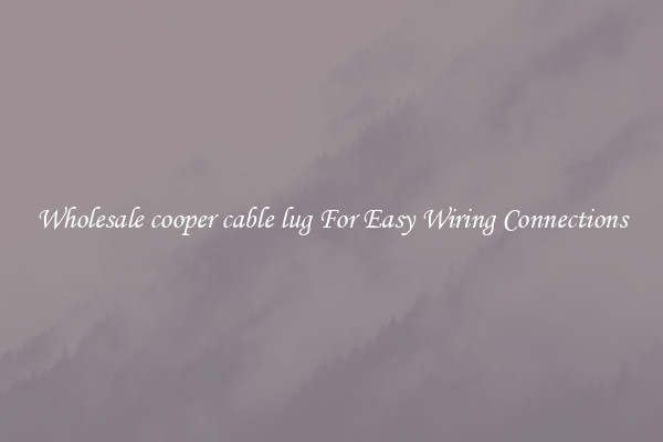 Wholesale cooper cable lug For Easy Wiring Connections