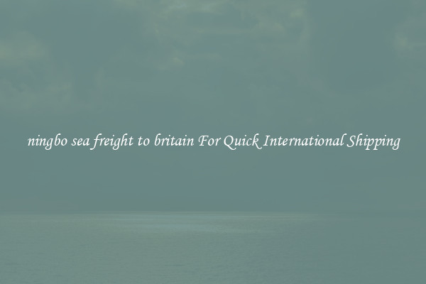 ningbo sea freight to britain For Quick International Shipping